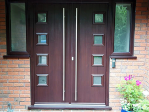 Solidor Composite Doors Example, double door in brown available in Stoke-On-Trent.